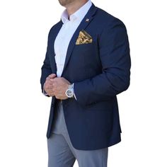 Enhance your formal wardrobe with the Navy Blazer from Perfect Pattern Sportcoats. This blazer is crafted to deliver a discreet yet distinctive style, featuring a one-of-a-kind Mossy Oak Shadow Grass Blades lining. The ensemble is completed with a matching Perfect Pattern Pocket Square, making it an ideal choice for any event. Super 100's Australian Merino Wool Blend Navy Blazer Lined in Mossy Oak Shadow Grass Blades Half-Canvassed Construction Two Button Notch Lapel Double Rear Vent Modern Fit Semi-formal Blazer With Pocket Square And Suit Collar, Fitted Blazer With Pocket Square And Suit Collar, Fitted Business Blazer With Pocket Square, Tailored Notch Lapel Blazer With Pocket Square, Tailored Blazer With Notch Lapel And Pocket Square, Tailored Blazer With Pocket Square And Notch Lapel, Semi-formal Blazer With Notch Lapel And Pocket Square, Tailored Blazer With Pocket Square, Bespoke Tailored Blazer For Semi-formal Occasions