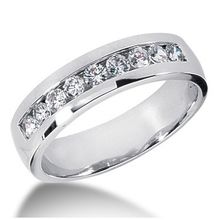 a white gold wedding ring with channeled diamonds