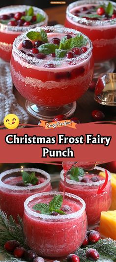 christmas frosty punch in glasses on a table