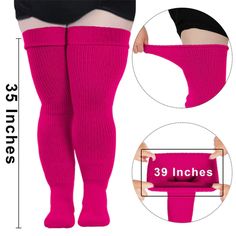 Womens Plus Size Thigh High Socks- Red Plum Red Knee-high Winter Legwear, Footless Stockings For Winter, Solid Color Footless Stockings For Winter, Footless Solid Stockings For Winter, Footless Winter Stockings, Solid Color Footless Winter Stockings, Red Knee-high Stockings For Winter, Red Knee-high Legwear For Winter, Fall Season Pink Stretch Knee-high Socks