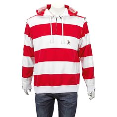 BURBERRY RED 2 IN 1 WHITE STRIPED COTTON LOGO DETACHABLE MULTI- ZIP SLEEVES HOODIE  By BURBERRY   100% AUTHENTIC, GUARANTEED!!!  MADE IN ITALY!!!   P:M86C112.40P:121356:A8236 ORDER #4500563691 ARTICLE : 4663766 1005 Color: Red Pattern (Print On the Tag) Two Tone Striped Cotton Upper Pique Half Zip Closure Hoodie Detachable Drawstring Hood and Sleeves  Front , sides  and sleeves Multi- Zip Closure 2 IN 1 STYLE 98% Cotton 2% Elastane  Size: L (Print on the tags) MEASUREMENTS: Armpit to armpit :  2 Detachable Sleeves, Men's Tops, Tops Fashion, Burberry Men, Red Pattern, Cotton Logo, Cotton Hoodie, Accessories Jewelry, Half Zip