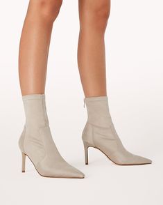 The Rachel Suede Boot Cream from Billini are the perfect shoe for dressing up any outfit. Whether you are going out to dinner or going to work, the Rachel Suede Boot will keep you looking classy and stylish. The stiletto heel offers a sophisticated look and gives you just the right amount of height. Composition & Fit: ﻿suede stiletto heel ankle boot Boots Cream, Glass Heels, Boots Outfit Ankle, The Rachel, Cami Nyc, Tony Bianco, Perfect Shoes, Cynthia Rowley, Days Out