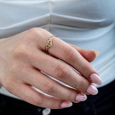 Chevron Knot Curved Ring, V Ring In 14K 18K Real Solid Gold, Celtic Eternity Ring, Gift For Her, Dainty Stacking Bar Ring, Mother's Day Gift Gold Material: Real solid gold (no plating, no gold filled etc) Gold Karat Options: 14K, 18K Gold Color Options: Yellow Gold, Rose Gold, White Gold The diameter of the circle part of the ring: 8 mm There may be slight differences in the dimension of the ring due to handmade 🎁 Express your love and loyalty to your loved one with the Claddagh ring. Celtic Eternity Ring, Irish Promise Rings, Celtic Rings Women, Celtic Claddagh Ring, Gold Claddagh Ring, Curved Ring, Lab Created Diamond Rings, October Birthstone Rings, Claddagh Ring