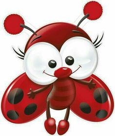 a cartoon ladybug with big eyes and antennae