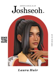 an image of a woman with long hair and bangs on the cover of a magazine