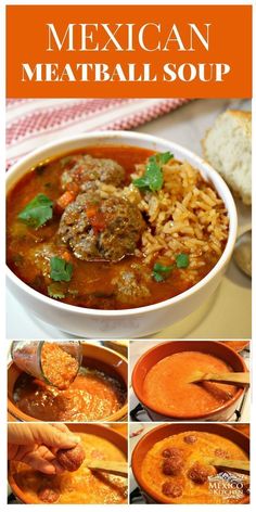 mexican meatball soup in a white bowl