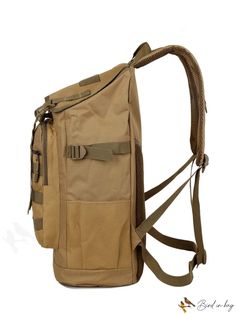 BirdinBag - Outdoor Mountaineering Backpack with Buckle Decoration, Versatile Travel Shoulder Bag Khaki Shoulder Bag Backpack For Outdoor, Khaki Large Capacity Shoulder Backpack, Outdoor Activities Laptop Backpack, Khaki Rectangular Backpack For Outdoor Activities, Khaki Large Capacity Backpack For Outdoor Activities, Beige Outdoor Bag With Adjustable Strap, Functional Beige Backpack For Outdoor, Khaki Satchel Bag For Outdoor Activities, Functional Beige Outdoor Backpack