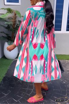 Wholesale Pink Casual Daily Elegant Vacation Print Printing Turndown Collar Shirt Dress Dresses Online Collar Shirt Dress, Print Shirt Dress, Vintage Summer Dresses, Collared Shirt Dress, Printed Summer Dresses, Dress Sleeve Styles, Lace Dress Long, Printed Shirt Dress, Loose Outfit