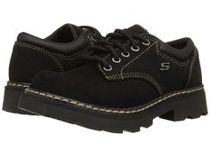 SKECHERS Parties - Mate - Women's Lace up casual Shoes : Black Scuff Resistant Leather : The SKECHERS Parties - Mate oxford will complement your casual style with a scuff-resistant finish, contrast topstitching, and a durable outsole. Leather upper features durable overlays. Lace-up design provides a secure fit. Rounded plain toe. Padded tongue and collar. Signature logo hardware at the side panel. Breathable man-made lining. Cushioned comfort insole provides long-lasting comfort. Thick lug trac Casual Low-top Walking Shoes With Reinforced Toe, Casual Walking Shoes With Reinforced Toe, Black Low-top Walking Shoes With Leather Footbed, Casual Sneakers With Reinforced Toe, Casual High-top Walking Shoes With Reinforced Toe, Casual Sneakers With Lug Sole, Casual Low-top Sneakers With Reinforced Toe, Casual Sneakers With Lug Sole Plain Toe, Casual Sneakers With Lug Sole And Plain Toe