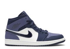 Air Jordan 1 Mid 'Sanded Purple' - Air Jordan - 554724 445 - obsidian/sanded purple-white | Flight Club Air Jordan 1 Mid Obsidian, Jordan 1 Mid Obsidian, Perfect Sneakers, Unique Sneakers, Nike Air Jordan 1 Mid, Nike Air Jordan 1, Nike Air Max 95, Air Jordan 1 Mid, Jordan 1 Mid