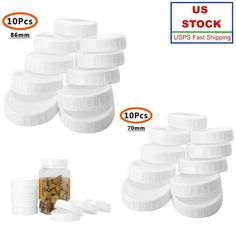 10 pack white plastic storage containers with lids for dog food or cat treats - us stock