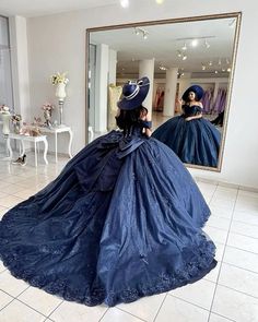 Gorgeous Beaded Floral Quinceanera Dresses 2023 Off Shoulder Lace Prom Gowns Puffy Sweet 16 Dresses with Train Midnight Blue Quinceanera Dresses, Navy Blue Quince Dress, Dark Blue Quinceanera Dresses, Mariachi Quinceanera Dress, Quinceanera Dresses 2023, Quinceanera Blue