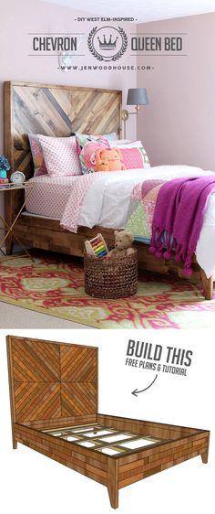 the bed frame is made out of wood