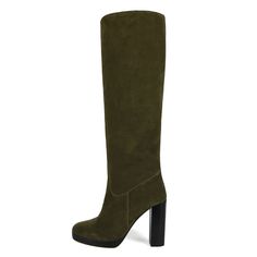 Ribes suede, olive green - wide calf boots, large fit boots, calf fitting boots, narrow calf boots Military Chic, High Heeled Boots, Structured Jacket, Knee High Heels, Starting From The Bottom, High Heel Boots Knee, Bohemian Floral, Green Suede, Wide Calf