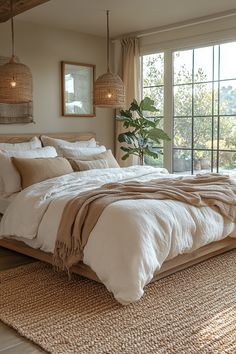 interior design Bright Neutral Bedroom, Neutral Earthy Bedroom, Home Decor Earth Tones, Cozy Coastal Bedroom, Warm Bedroom Aesthetic, Earth Tone Bedroom, Cozy Neutral Bedroom, Cozy Minimalism, Taupe Bedroom