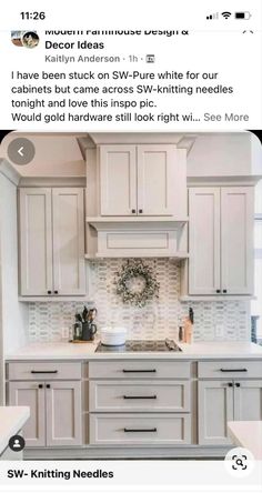 the instagram page on instagram com shows an image of a kitchen with white cabinets and