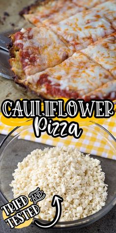 the ingredients for cauliflower pizza are shown here