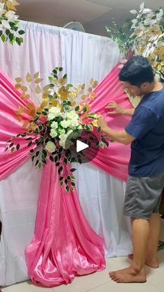 Back Drop Designs Event, Debut Backdrop, Church Decorations Ideas, Backdrop Design Ideas, Event Decoration Ideas, Debut Decorations, Alter Decorations, Diy Backdrop Stand, Wedding Ceiling Decorations