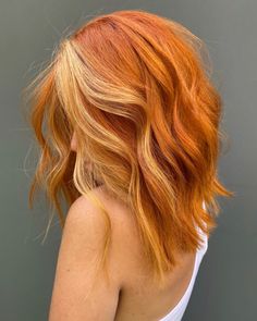 Bright Colored Hair For Brunettes, Light Copper Hair With Money Piece, Blue Flame Hair Color, Moneypiece Hair Red, Orange Creamsicle Hair, Cool Orange Hair, Fall Orange Hair, Orange Hair Dye Ideas