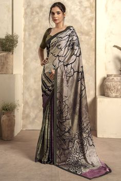 Embrace a classy look with this Multicolored Printed Satin Silk Saree. Woven with premium quality silk, it ensures both comfort and durability. This elegant ensemble features vibrant prints that add a splash of colors to your wardrobe. This perfect traditional attire will complement any festive event or a casual occasi Satin Silk Saree, Timeless Outfits, Lehenga Style, Lehenga Choli Online, Satin Saree, Ethnic Looks, Trendy Sarees, Elegant Saree, Printed Saree