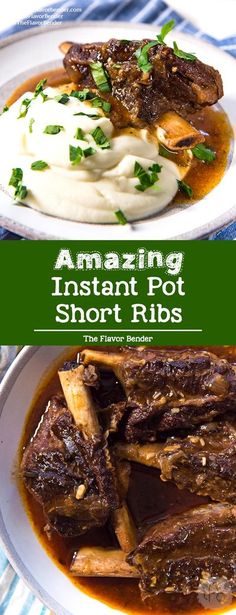 an image of instant pot short ribs in gravy