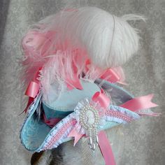 Clothing Gift Marie Antoinette HatBlue and Pink Mini Tricorn Elizabethan Costume, Marie Antoinette Costume, Victorian Hats, Rococo Style