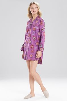 Buy Natori Myan Sleepshirt from Natori at The Natori Company Women's Sleepwear, Tile Print, Nightgowns, Sleepwear Pajamas, Sleepwear Women, Luxury Women, Night Gown, Printed Cotton