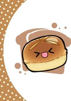 a piece of bread with a face drawn on it and polka dots around the edges