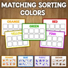 matching sorting colors for the classroom to use in their own language and writing workbook