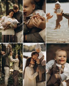 a collage of people holding babys in their arms