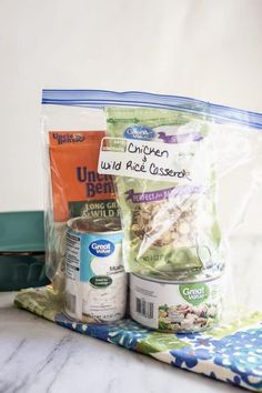 the contents of an unwrapped lunch bag sitting on top of a counter