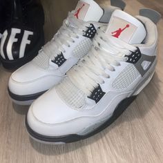 Owned These Classics For A Few Years Now And Am Willing To Part Ways For The Right Price. Still In Pretty Good Condition But No Original Box. Message If Interested! No Trades! White Air Jordan 4 Lace-up For Streetwear, White Sporty Air Jordan 4 Lace-up, Sporty White Air Jordan 4 Lace-up, White Lace-up Air Jordan 4 Streetwear, White Air Jordan 4 Low-top With Red Sole, White Air Jordan 4 With Red Sole For Streetwear, Air Jordan 4 White With Red Sole, White Air Jordan 4 Lace-up With Cushioned Footbed, White Air Jordan 4 With Cushioned Footbed And Lace-up