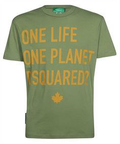 630 DSQUARED2 LOGO COTTON T-SHIRT Dean And Dan Caten, Man Logo, Rich Green, Ribbed Neckline, Shop Logo, Keep It Simple, Sporty Style, Comfy Tees, Short Sleeve Polo