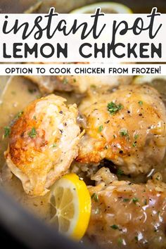 the instant pot lemon chicken recipe is ready to be eaten