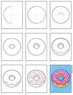 how to draw a donut step by step instructions for kids and beginners with pictures