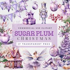 the christmas clipart set includes sugar plums, ornaments and other things to decorate