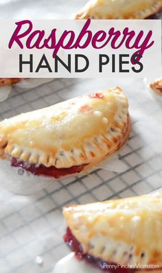 raspberry hand pies on a baking sheet with the title text overlay