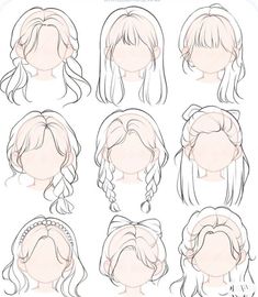 >6 good🧚🏻‍♀️ Easy Anime Hairstyles Drawing, Hair Trace Drawing, Hair Bow Reference Drawing, Braided Hairstyles Reference Drawing, Cute Hair Styles Drawing, Art Bases Hair, Hair Styles Ideas Drawing, Photoshoot Drawing Reference, Hairstyles Sketches Drawing