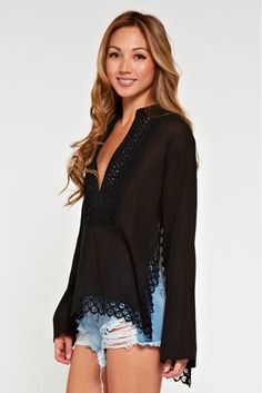 Black Bell Sleeve Eyelet Top Bell Sleeve Blouse Outfit, Black Bell Sleeve Top, Boho Long Sleeve Top, Lace Bell Sleeve Top, Cotton Gauze Fabric, Boho Pink, Eyelet Top, Scarf Top, Gauze Fabric