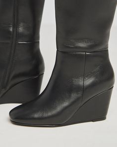 The classic wedge has had a reboot. Straight leg leather upper, inside zip for ease putting on & streamlined wedge heel. Boots Wide, Jd Williams, Wide Boots, Simply Be, Leather Wedges, Wedge Boots, Wedge Heels, Put On, Leather Upper