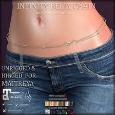 an image of a woman's belly chain with the words unrigated and rigged for