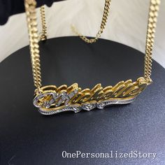 "Personalized Double Name Plate Necklace in Steling Silver with Gold Plated & First Letter and Heart Tail Bit Work Diamond Cut Plain ♥-NECKLACE LENGTH 12in-30cm kids 14in-35in kids 16in-40cm adults 18in-45cm adults 20in-50cm adults ♥-CHAIN TYPE Figaro chain(Default length), Cuban chain, Thin chain, ♥-NECKLACE COLOR Gold, Silver, Rose Gold -About shipping and delivery: ♥ All items purchased will be shipped in 7-14business days. ♥ Standard shipping time7-10 working days. (USPS) ♥ Priority ship Personalized Nameplate Necklace, Plain Necklace, Nameplate Necklace Gold, Double Name, Name Plate Necklace, Name Necklace Silver, Sterling Silver Name Necklace, Name Earrings, Necklace Name