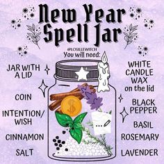 New Year Spell, Witch Ideas, Hearth Witch, Dream Spell, Witches Jar, Witchcraft Spells For Beginners, Jar Spells, Witch Bottles