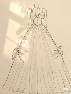 a drawing of a dress with bows on it