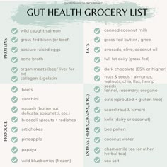 Health Grocery List, Gut Health Diet, Gut Health Recipes, Gut Healing, Holistic Nutrition, Healing Food, Healthy Gut, Grocery List, Health Diet