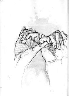 a drawing of two hands holding each other