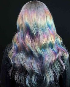 25 Stunning Holographic Hair Color Ideas You Must Check Out. Hair Coloring Ideas, Fantasy Hair Color, Unicorn Hair Color, Opal Hair, Pulp Riot Hair Color, Color Melt