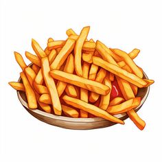 Fries Clipart in Oil Painting Style Illustration: 4K Vector & PNG French Fries Clipart, Fries Illustration, Fries Clipart, Food Magnets, Illustration Minimal, Custom Trophies, Simple Object, Cute Food Drawings