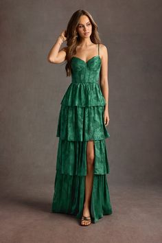 Hunter Green Maxi Dress, Flowy Prom Dresses, Teal Prom Dresses, Atelier Dress, Teal Maxi Dress, Fancy Stuff, Dream Prom Dress, Prom Dress Inspo, Green Formal Dresses