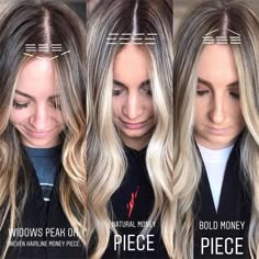 Diy Money Piece Hair, Uneven Hairline, Hair Color Placement, Money Piece Hair, Blonde Foils, Money Pieces, Redken Hair Color, Money Piece